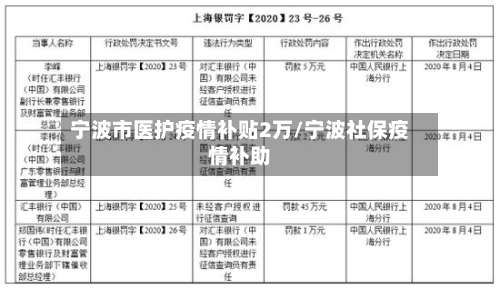 宁波市医护疫情补贴2万/宁波社保疫情补助-第1张图片